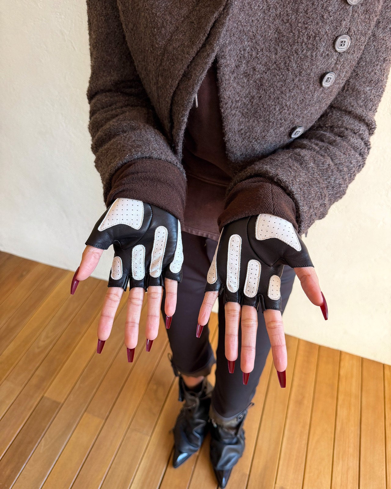 Mschf : Half Finger Driving Gloves - Black